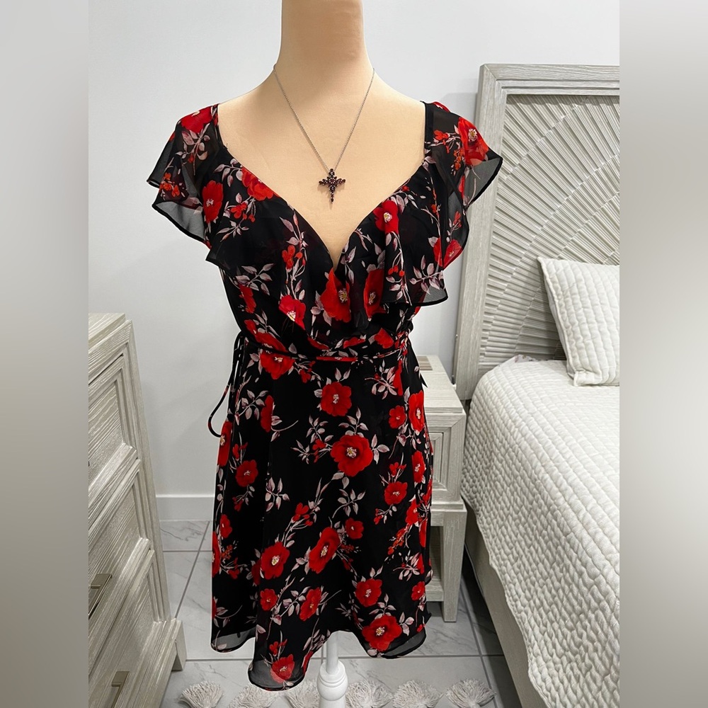 Lulu's Ruffled Red and Black Mini Dress